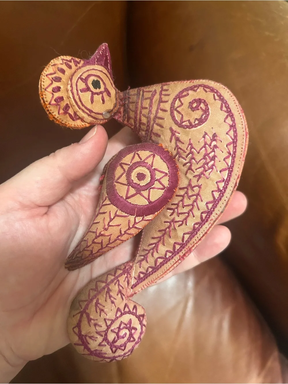 Handmade Pink and Tan Decorative Bird Toy for Pets